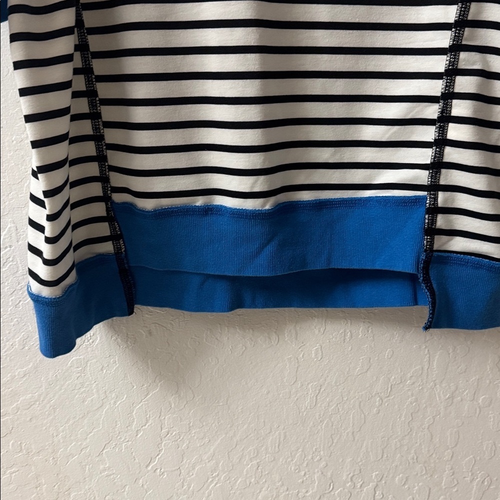Free people duupe short sleeve sweater tee black white blue stripes small - Picture 3 of 4